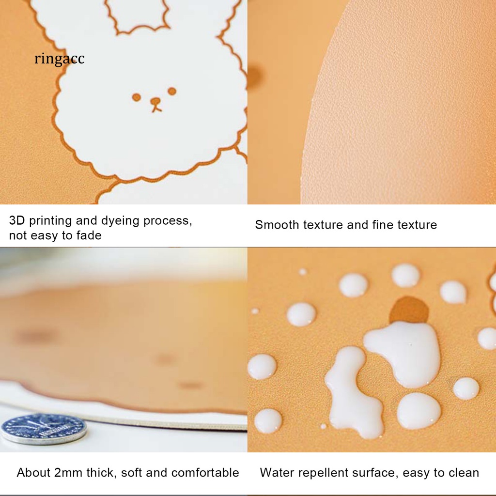 Tấm Lót Chuột Giả Da Siêu Mỏng Chống Trượt Chống Thấm Nước In Họa Tiết 3D Dễ Thương Thoải Mái Tiện Dụng