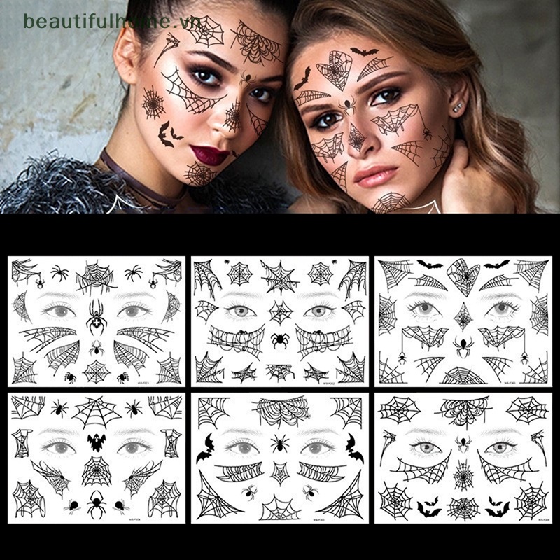 1 Tấm Hình Xăm Dán Tạm Thời Chống Nước Hình Nhện Trang Điểm Halloween