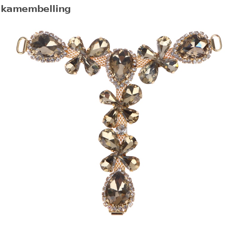 Kamembelling 1 Phụ Kiện Khóa Giày Bikini Đính Đá Kim Cương Giả Màu Vàng / Bạc DIY