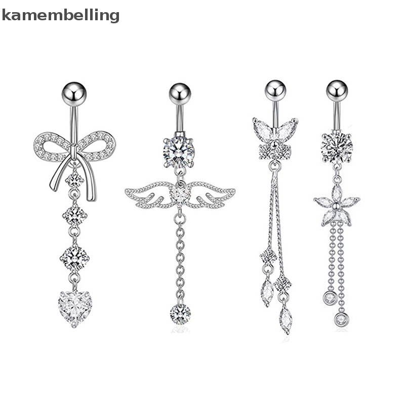 Khuyên Rốn Hình Bướm Bằng Thép Không Gỉ Đính Đá Zircon Giả Cho Nữ