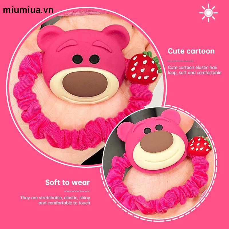 miumiuaDây cột tóc chất liệu cao su co giãn hình gấu dâu hoạt hình xinh xắn phong cách Hàn Quốc dành cho nữ