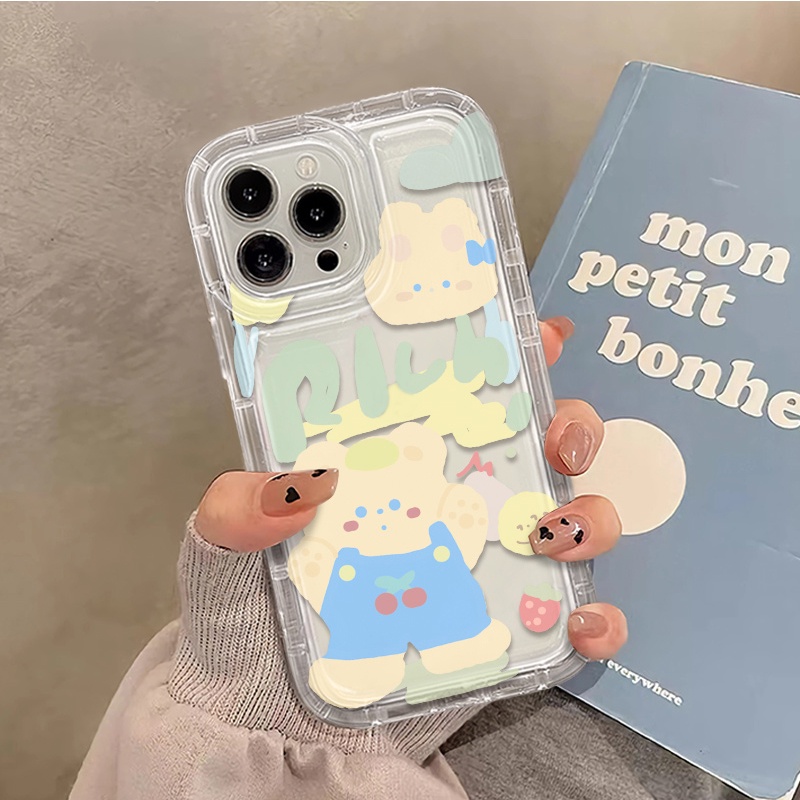 Ốp Điện Thoại Silicon TPU Mềm Trong Suốt Chống Sốc In Hình Gấu Cho IPhone 14 13 11 12 Pro XS Max X XR 7 + 8 Plus