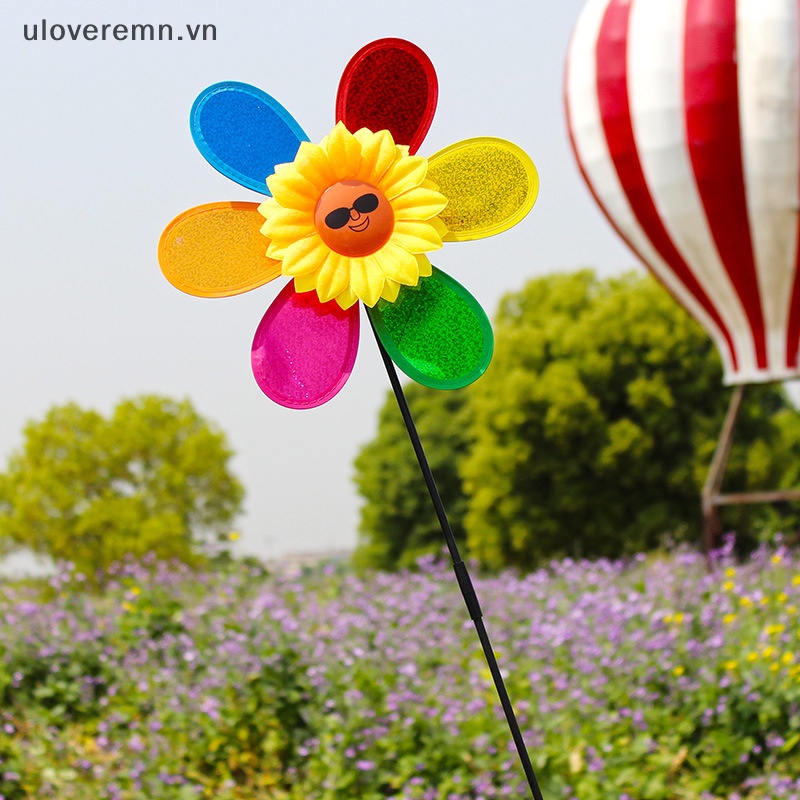 Uloveremn Cối Xay Gió Hình Hoa Hướng Dương Đính Kim Sa Nhiều Màu Sắc Có Thể Gấp Gọn Mang Theo Cắm Trại / Trang