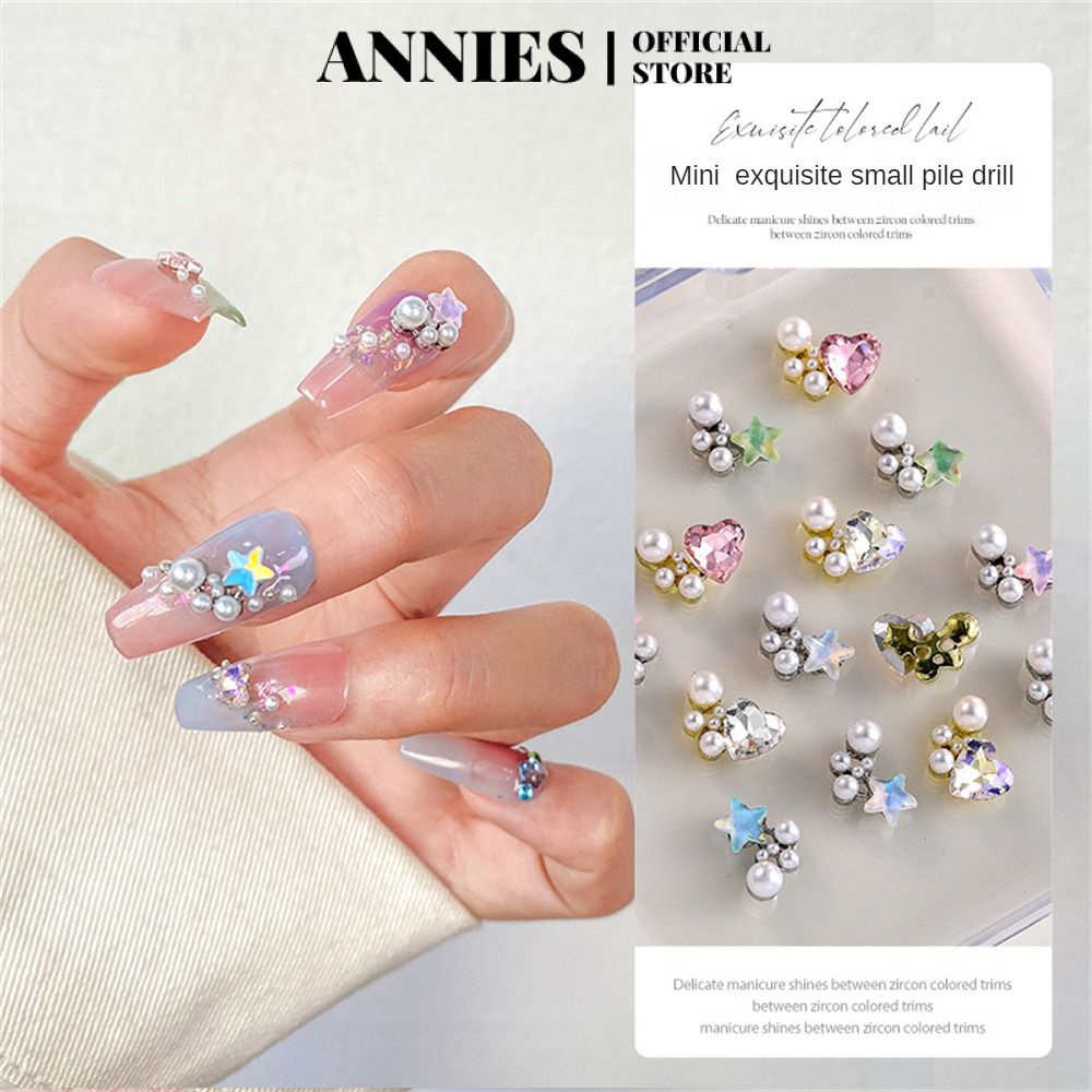 Set 2 Hộp Phụ Kiện Trang Trí Móng Tay Hình Ngôi Sao Năm Cánh Màu Sắc Macaron