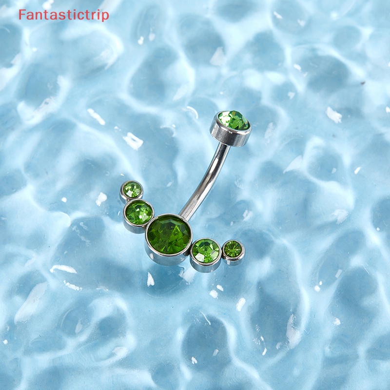 Khuyên Rốn Dạng Thanh Tạ Cong Bằng Thép Không Gỉ Đính Đá Zircon Thời Trang Cho Nữ