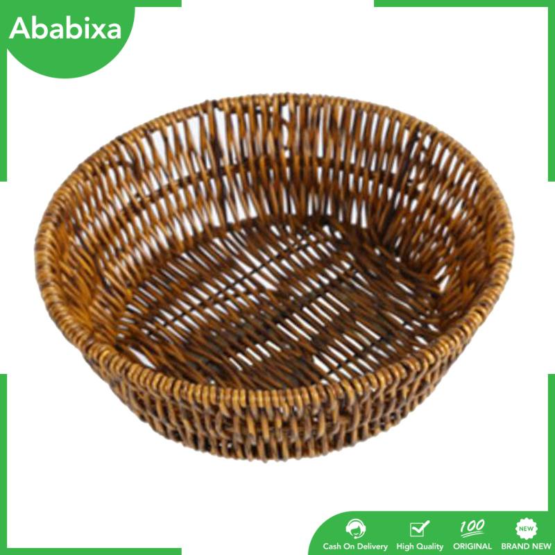 [Ababixa] Rổ Đựng Trái Cây / Rau Củ Bằng Nhựa PP Bện Mây Màu Nâu Để Bàn Phục Vụ Nhà Hàng