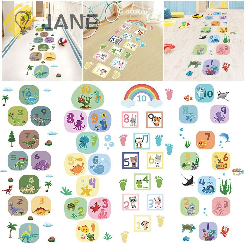 Jane Hopscotch Đề Can Tự Dính Trò Chơi Lưới Số Khủng Long Và Động Vật Cho Gia Đình