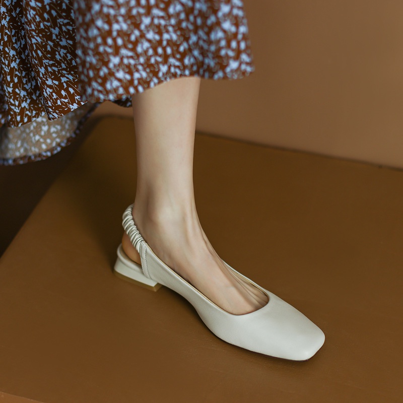 Tóc Thẳng Của Nhà Máy Duoya ~ [Hàng Có Sẵn] Cảm Xúc ~!Giày Sandal Gót Dày Mũi Vuông Hở Ngón Dễ Phối Đồ Thời Trang Cho Nữ