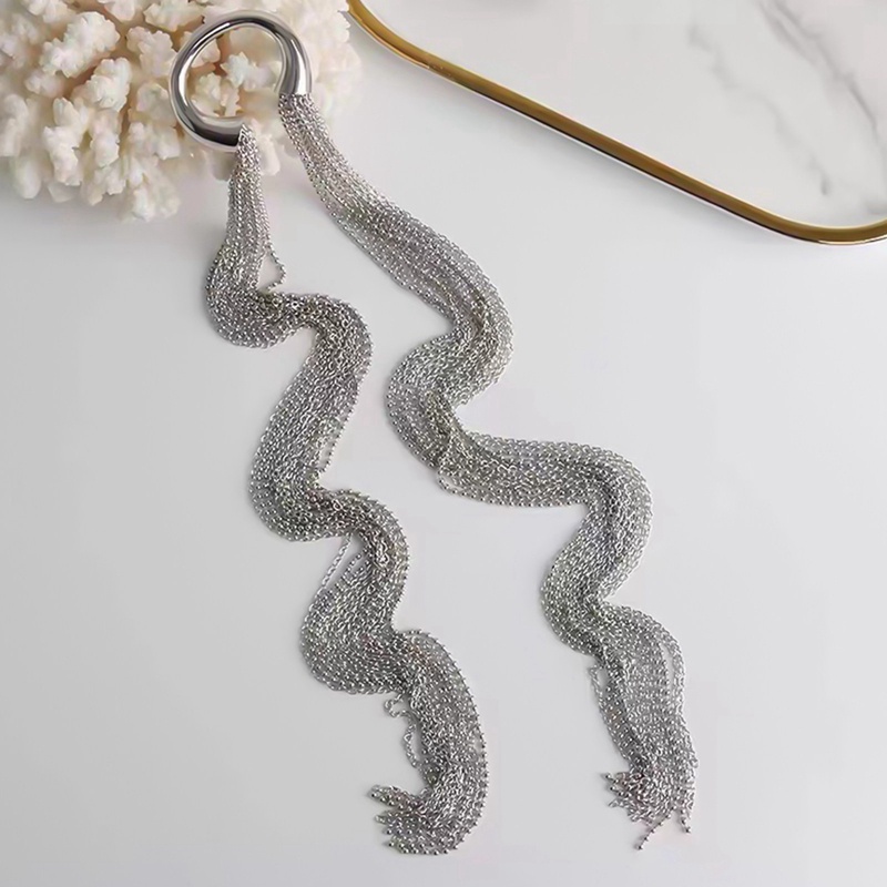 Dây Chuỗi Dài Màu Bạc Tua Rua Dùng Trang Trí Tóc Thời Trang DIY