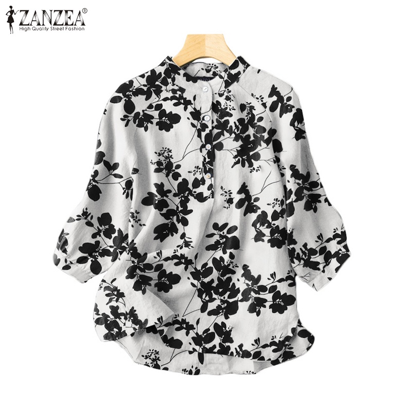 Zanzea Áo Sơ Mi Tay Lỡ 3 / 4 Họa Tiết Hoa Thời Trang Cho Nữ