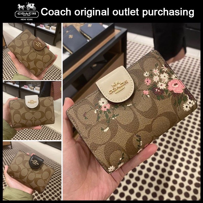 CoachVí Da Gập Dáng Ngắn Có Khóa Kéo C0082 6390 C3454 C3375 C3452 C3453 3773