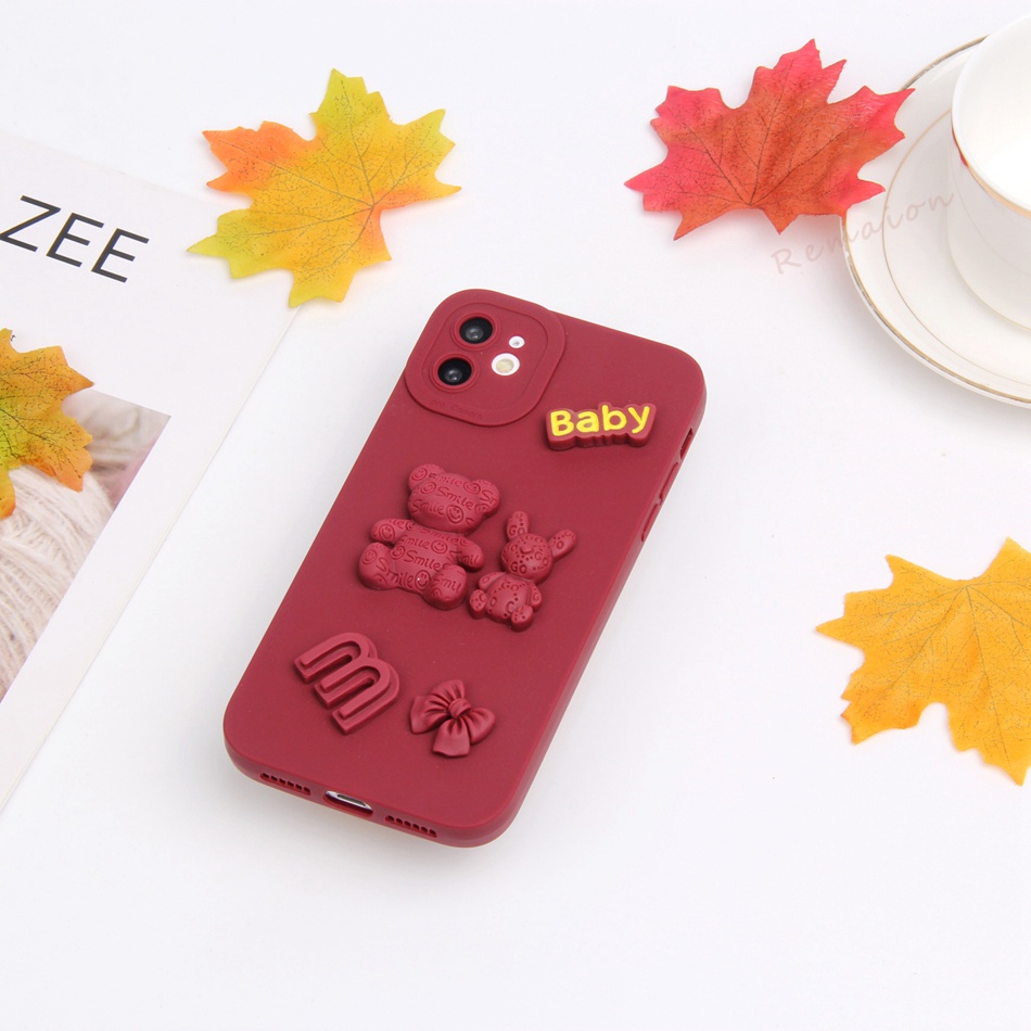 Ốp Điện Thoại Silicon Dẻo Hình Gấu 3D Cho iPhone X XR XS Max 11 12 13 14 Pro Max Plus Mini 6 S 7 8 Plus SE 2020 11Pro 12pro 13Pro