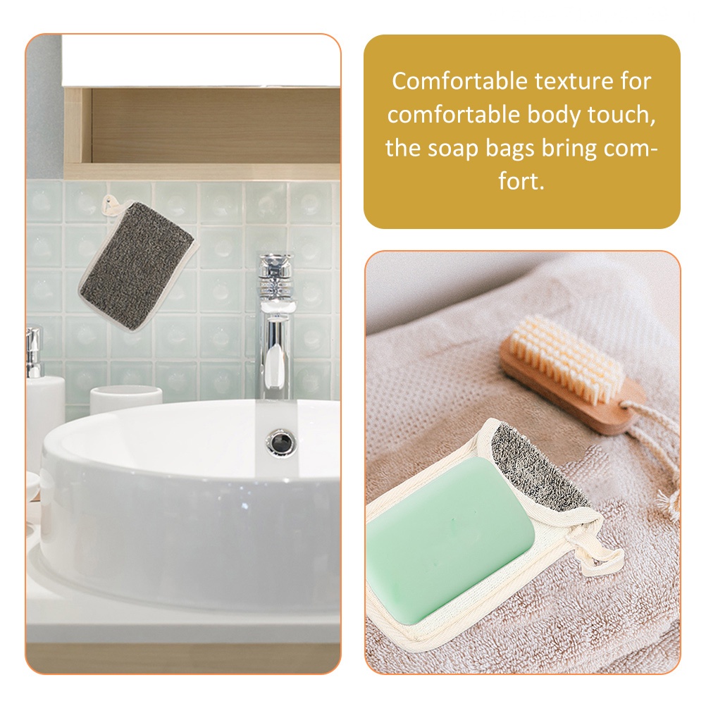 Set 4 Túi Lưới Xơ Mướp Màu Đen Đựng Xà Phòng Tẩy Tế Bào Chết Toàn Thân