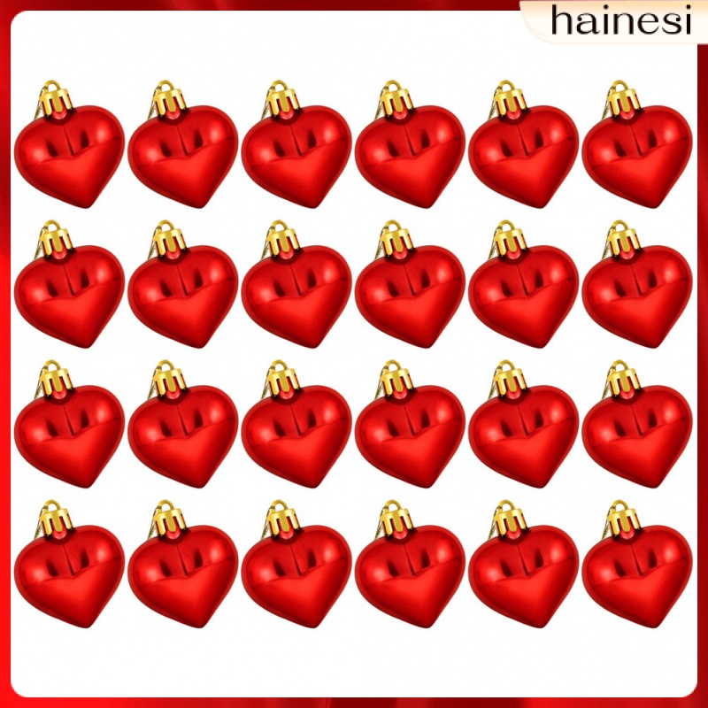 Bộ 24 Trái Tim Bằng Acrylic Trang Trí Giáng Sinh
