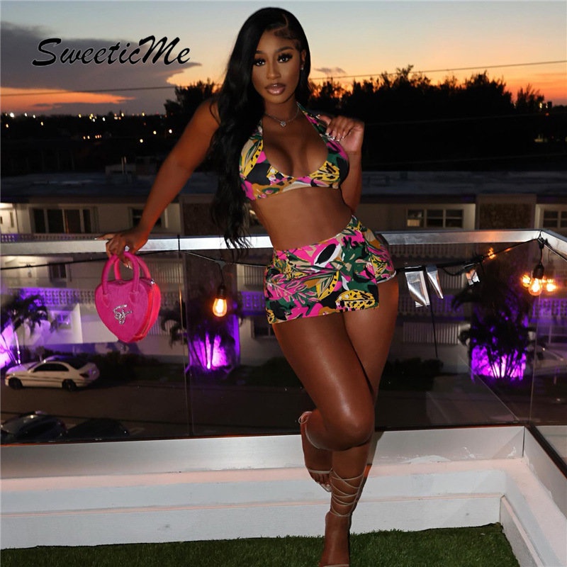 Bộ Áo Croptop Hai Dây Dáng Ôm + Quần Short Lưng Cao Thời Trang 2023 Quyến Rũ Cho Nữ