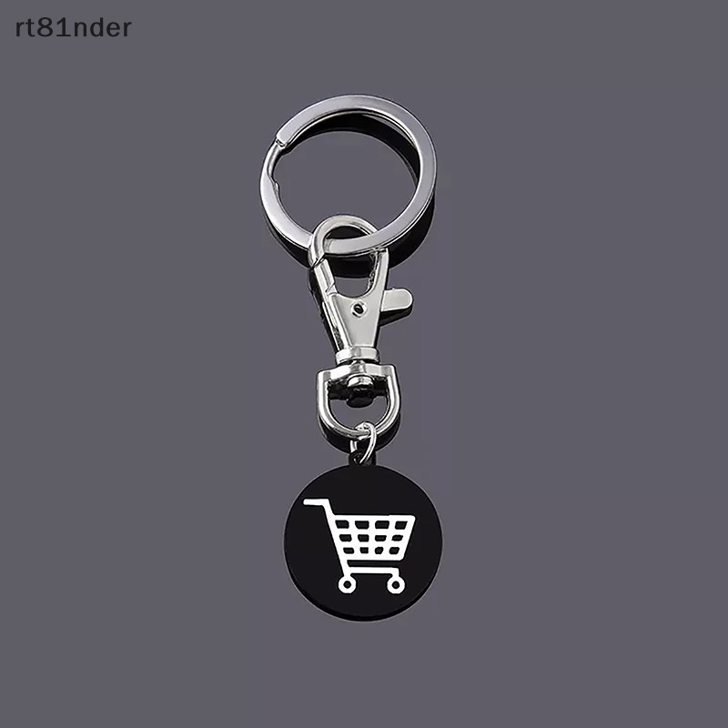 Rt Móc Chìa Khóa Tròn Màu Đen Bằng Thép Không Gỉ Hình Logo Mua Sắm Sáng Tạo