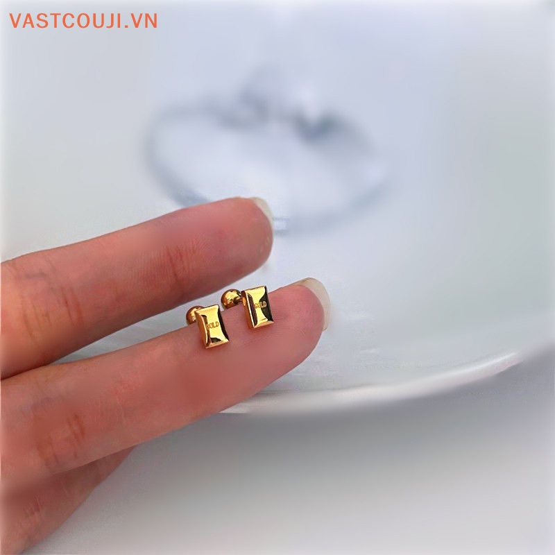 1 Đôi Khuyên Tai Dạng Xoắn Ốc Màu Vàng Kim Trang Sức Làm Quà Tặng Cho Nữ Vasụn Tai