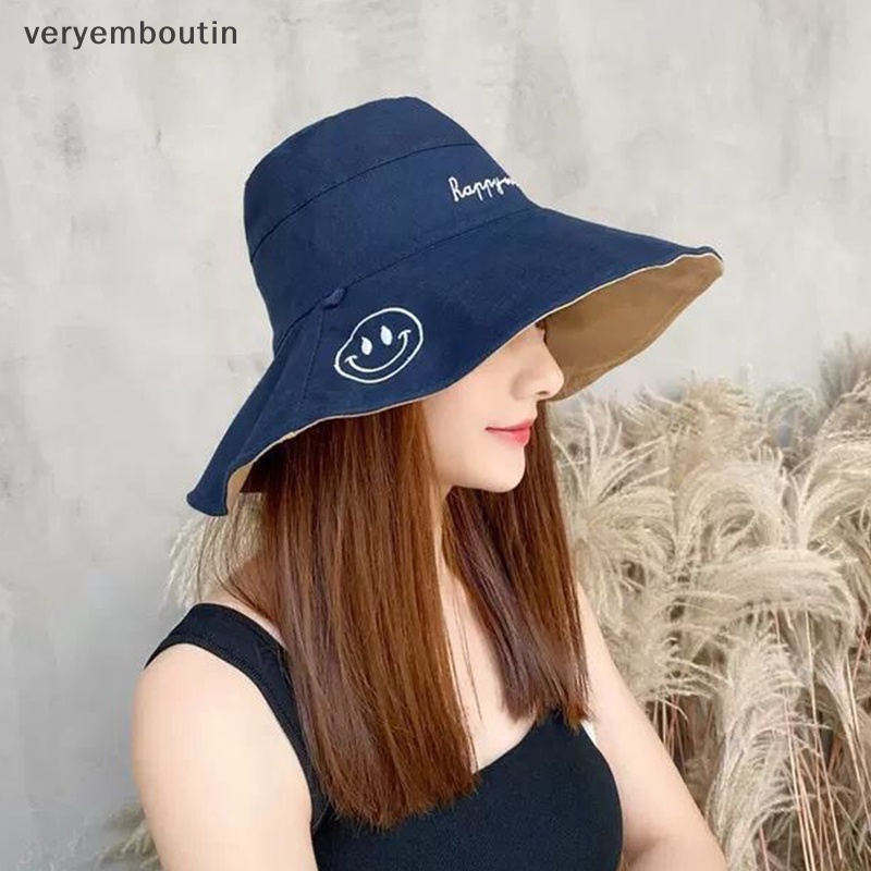 Nón Tai Bèo Hai Mặt Họa Tiết Mặt Cười Thời Trang Mùa Hè Phong Cách Hàn Quốc