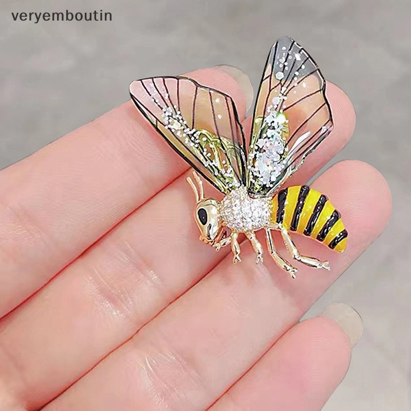 Ghim Cài Áo Hình Ong Bay Trong Suốt Tráng Men Thời Trang Cho Nữ