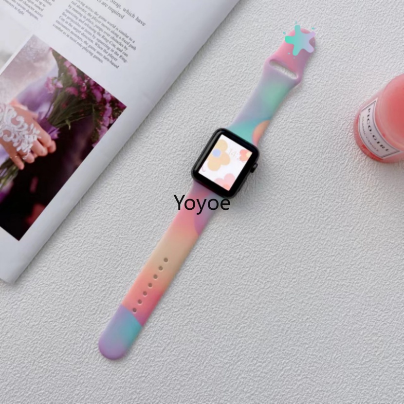 Dây Đeo Silicone Nhiều Màu Sắc Kích Thước 49mm 45mm 44mm 42mm 41mm 40mm 38mm Cho IWatch Series 8 7 6 5 4 3 SE 2 1