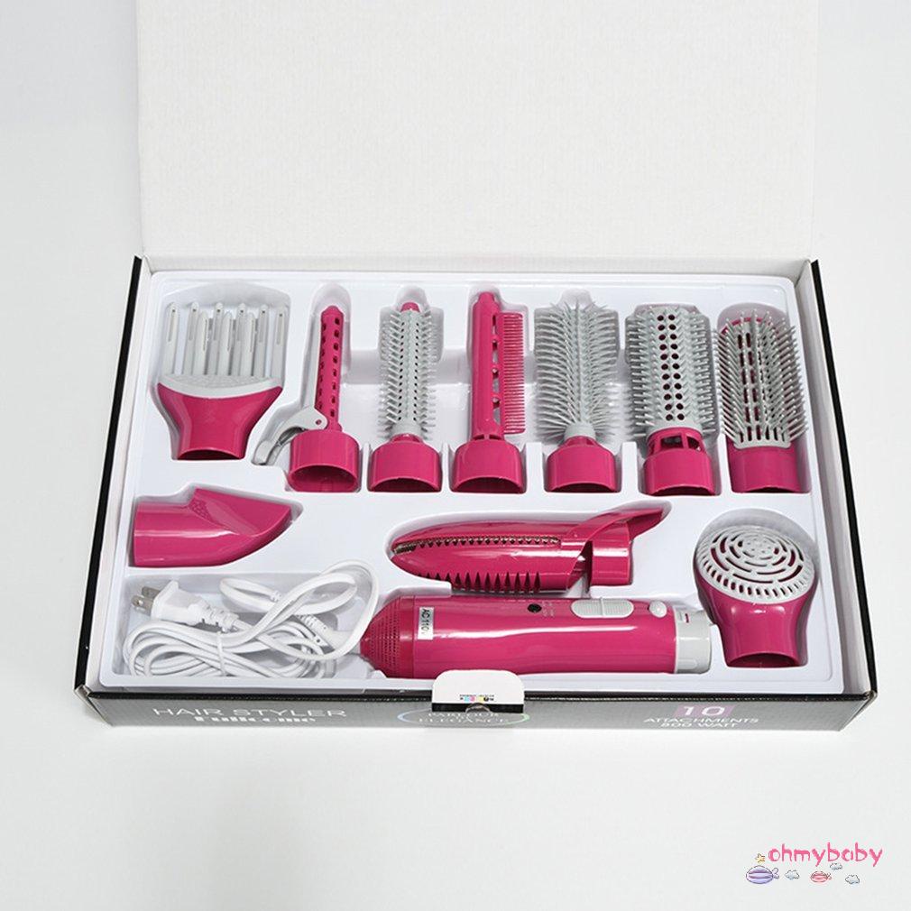 [Ready] 10 Trong 1 Không Khí Nóng Bàn Chải Salon Máy Sấy Tóc Có Thể Hoán Đổi Cho Nhau Lược Điện Chuyên Nghiệp Uốn Dụng Cụ Tạo Kiểu [Z/11]