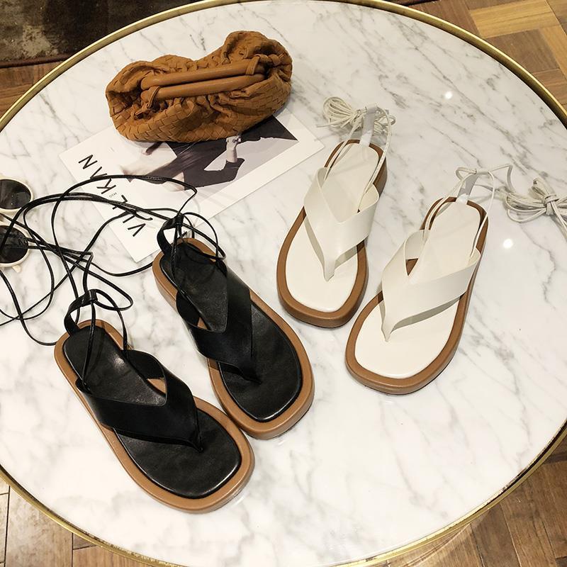 Giày Sandal Đế Xuồng Thắt Dây Phong Cách Retro Mới 2023