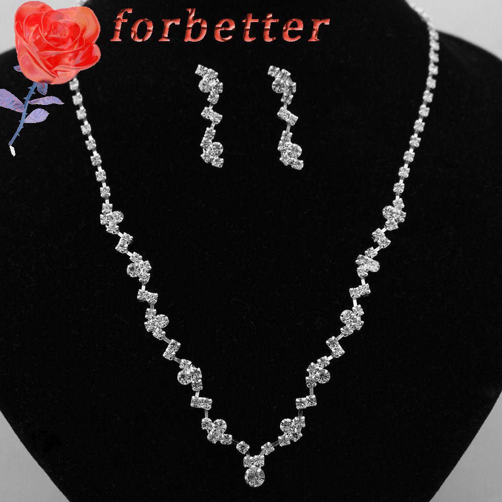 Bộ Vòng cổ + Bông Tai Đính Đá Lấp Lánh Thời Trang Cho Nữ