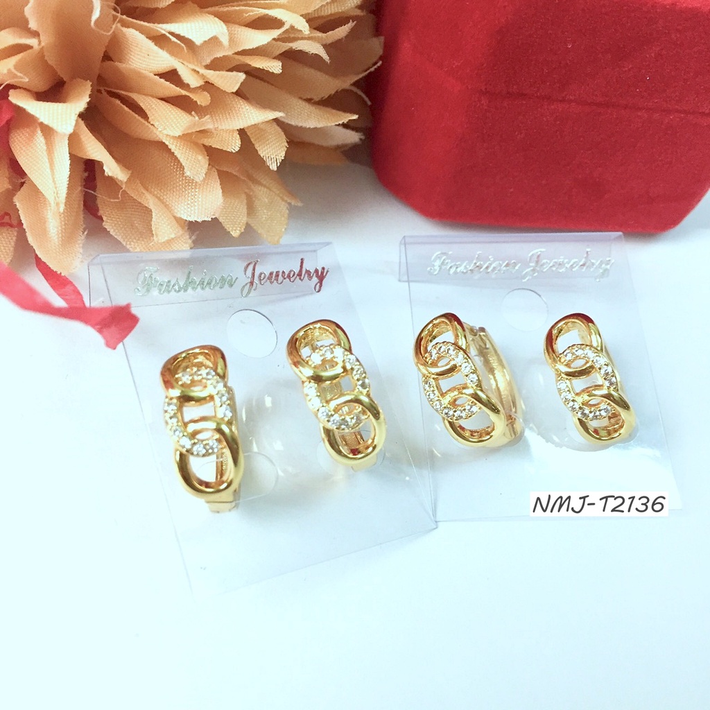 Khuyên Tai tròn Mạ Vàng T2136 Bền Màu Cho nữ