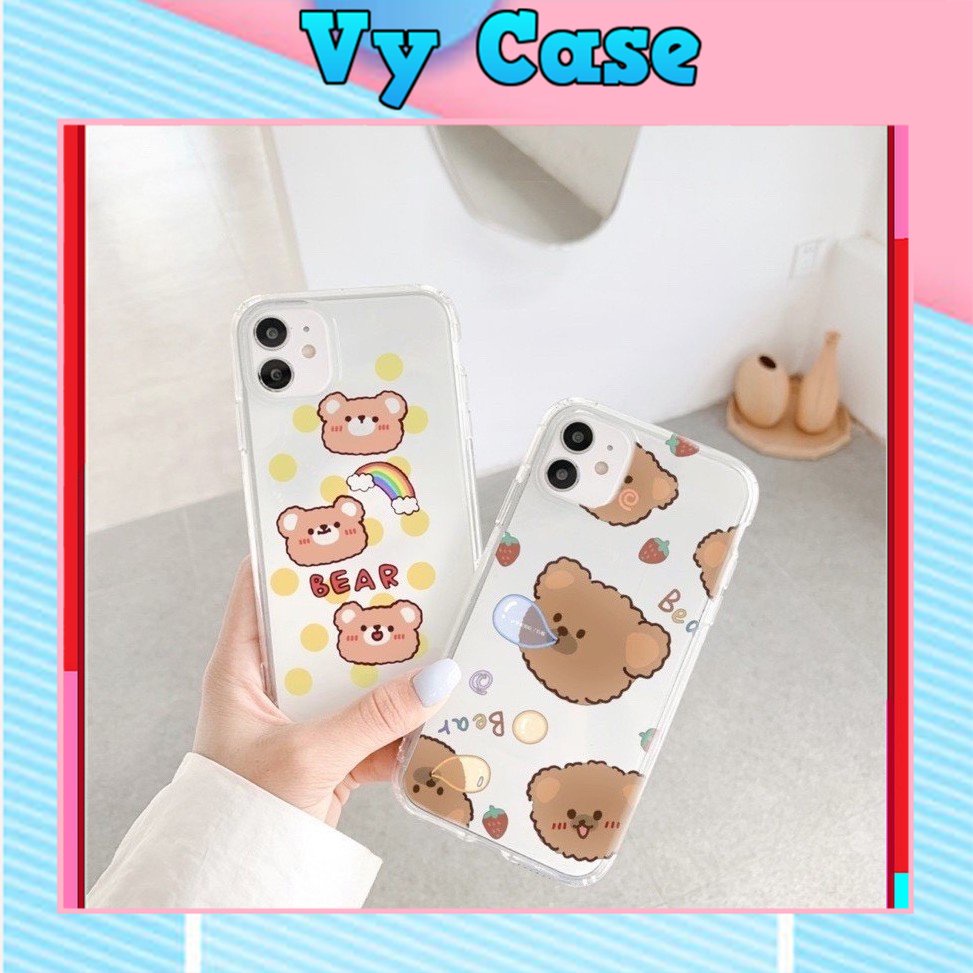 Ốp lưng hình Gấu cute  viền trong chống ố 5/5s/6/6plus/6s/6splus/7/7plus/8/8plus/x/xs/11/12/pro/max