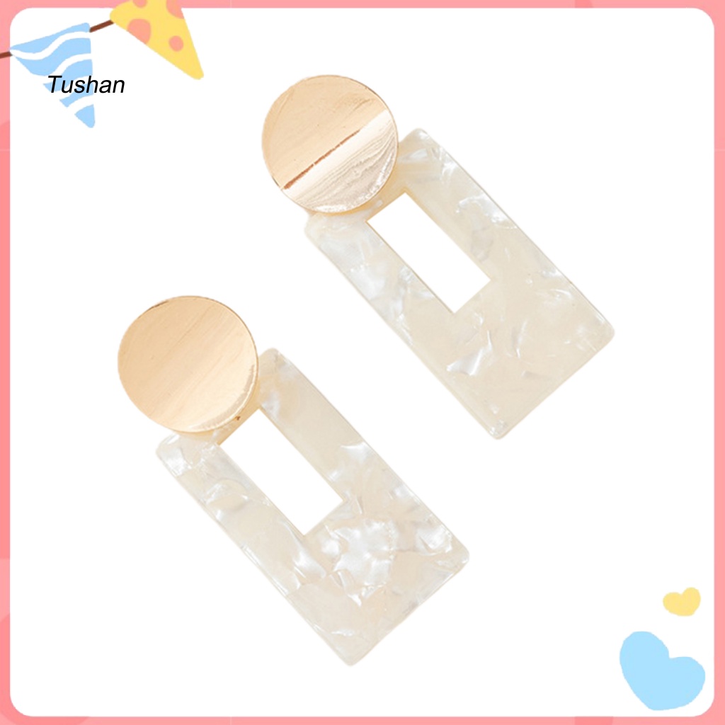 1 Đôi Bông Tai Hình Học Màu Sắc Tương Phản Phong Cách Vintage Dành Cho Nữ