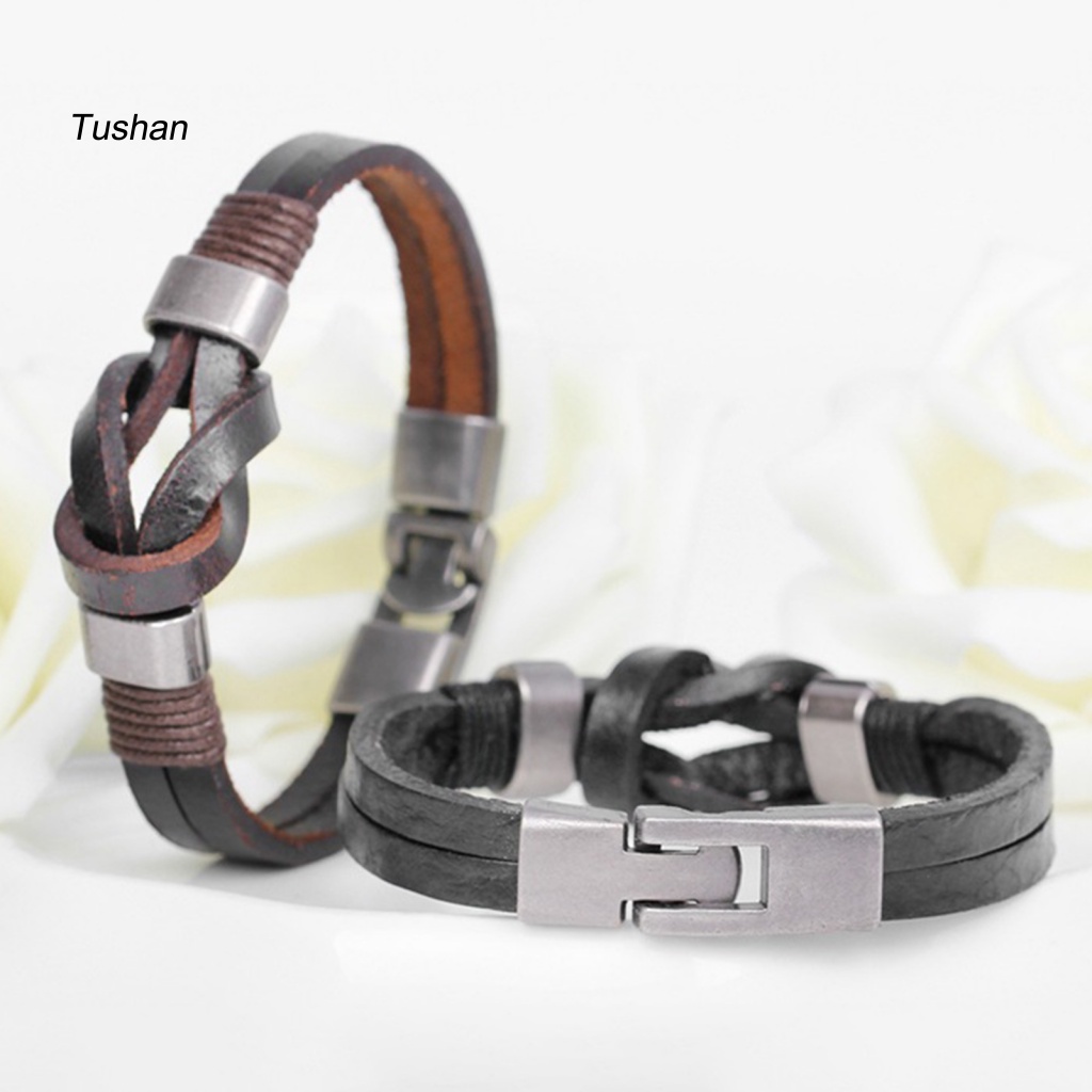 Vòng Đeo Tay Giả Da Bện Dây Kim Loại Chống Rỉ Thân Thiện Với Da Phong Cách Vintage Cho Nam