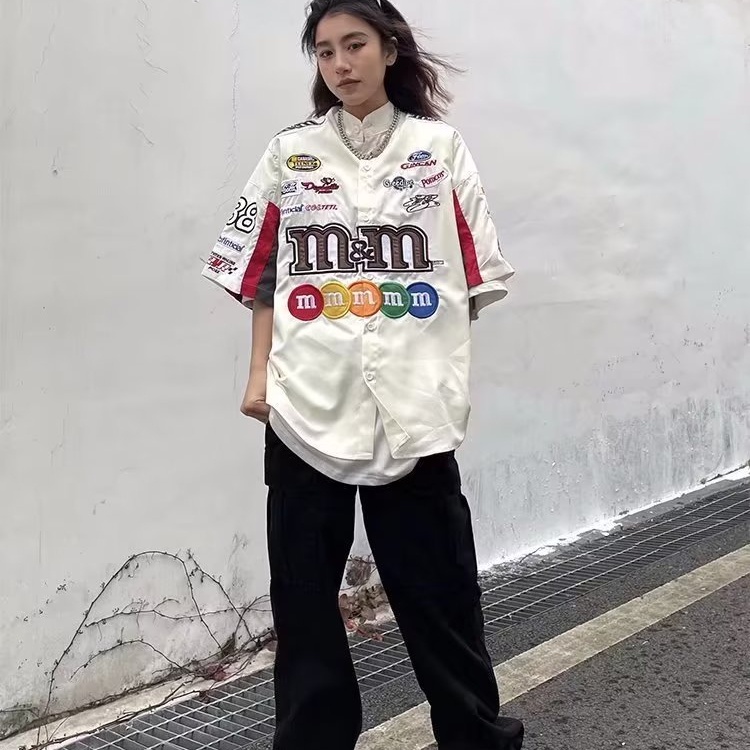 Áo Thun polo Tay Ngắn Thêu Họa Tiết Phong Cách Hip Hop Thời Trang Mùa Hè Cho Nữ