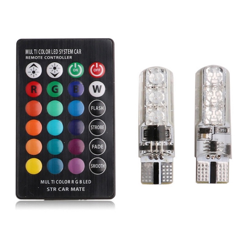 Đèn LED RGB T10 W5W 194 168 W5W 5050 SMD Cho Xe Hơi Kèm Điều Khiển Từ Xa