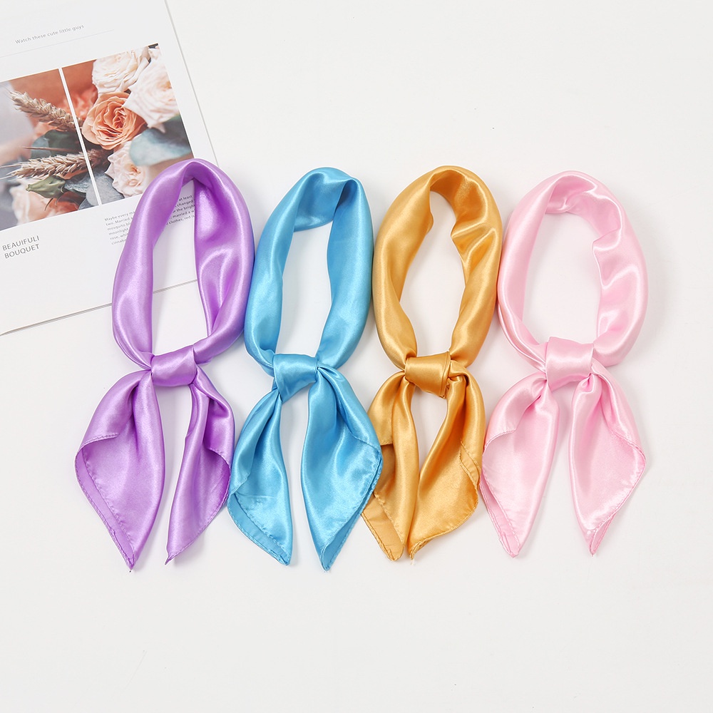 Khăn Lụa Satin Vuông 60x60cm Thắt Nơ Xinh Xắn Đa Dụng