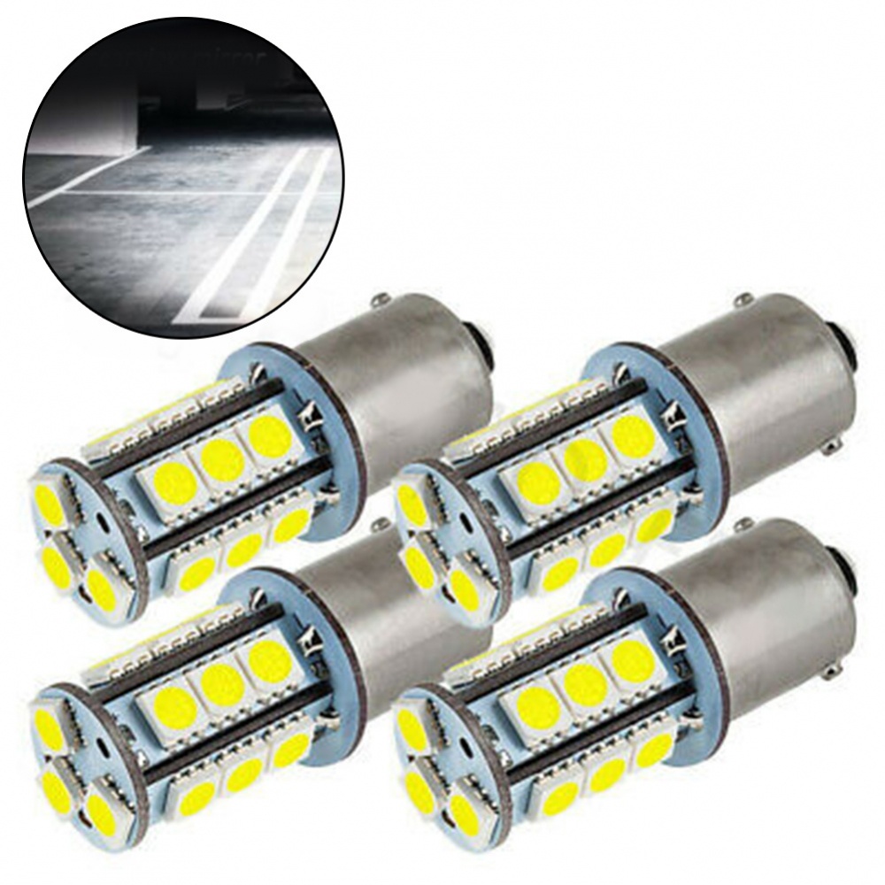 Set 4 Bóng Đèn LED 12V DC 2.4W 49 * 19 * 15mm BA15S Ánh Sáng Trắng