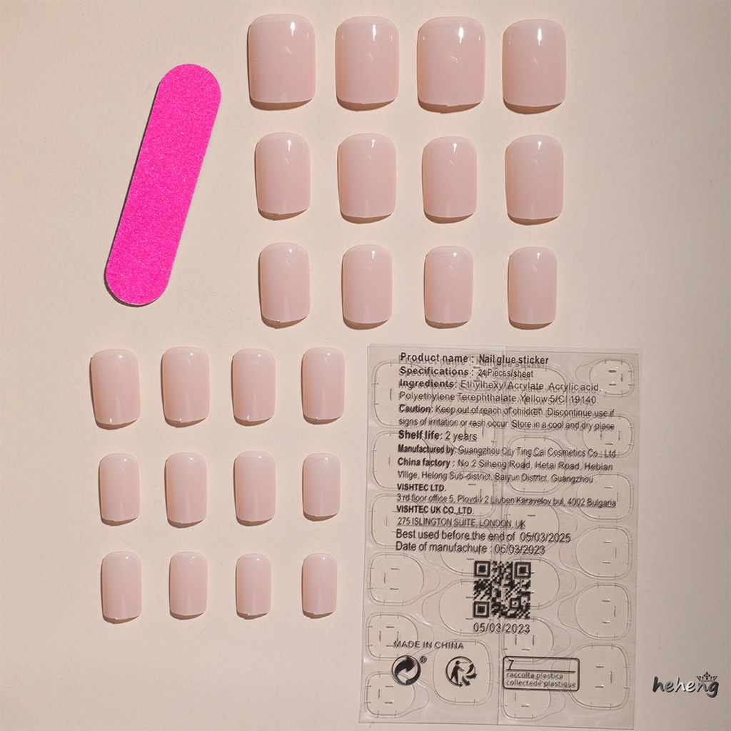 Móng Tay Giả Hình Vuông Ngắn Màu Hồng Thoải Mái Quyến Rũ