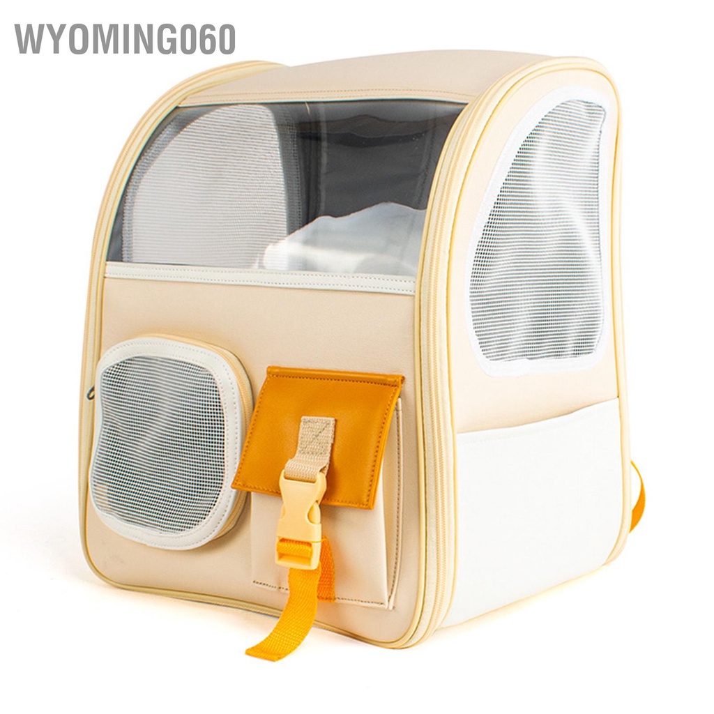 Wyoming060 Túi đeo ba lô cho mèo màu cam trong suốt Soda Khối Dễ dàng làm sạch đựng thú cưng thời trang ngoài trời