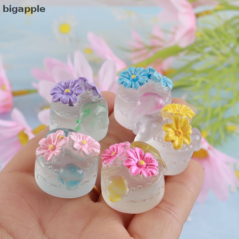 Set 5 Mô Hình Bánh Kem Mini Bằng Nhựa Trong Suốt Phát Quang Độc Đáo