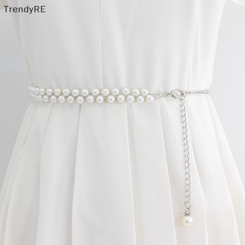 Thắt Lưng Dây Xích Mảnh Đính Ngọc Trai Thời Trang Thanh Lịch Cho Nữ