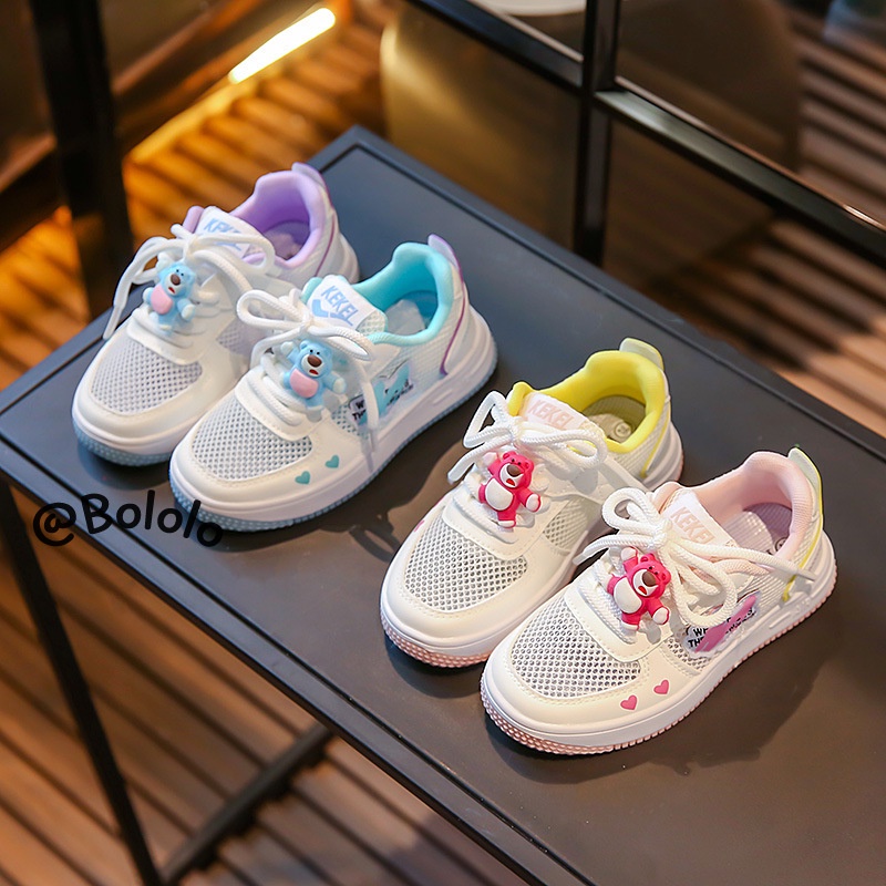 Bololo Giày Trượt Patin Mùa Hè Thoải Mái Phối Lưới Họa Tiết Gấu Và Dâu Tây Cỡ Lớn Cho Học Sinh