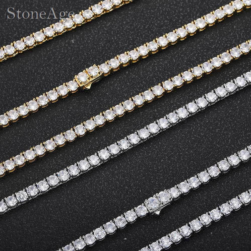 Vòng Đeo Tay Đánh Tennis CZ 3 / 4 / 5mm Phong Cách Hip Hop Cho Nam Và Nữ