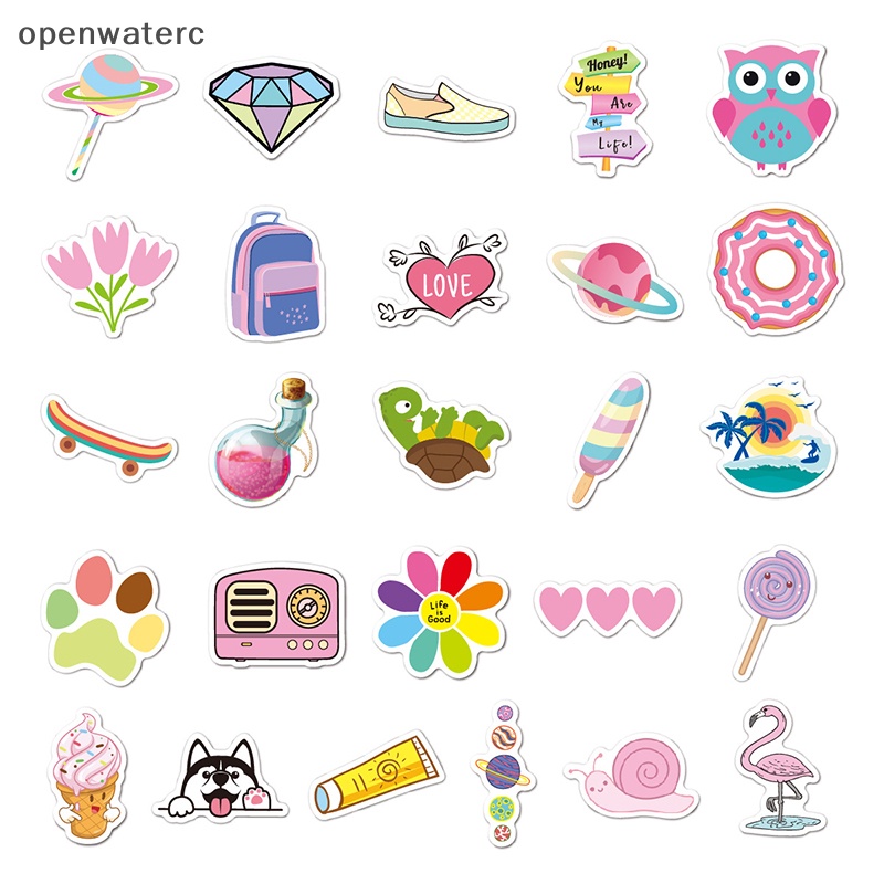 Bộ 50 Sticker Dán Trang Trí Hình Động Vật Biển