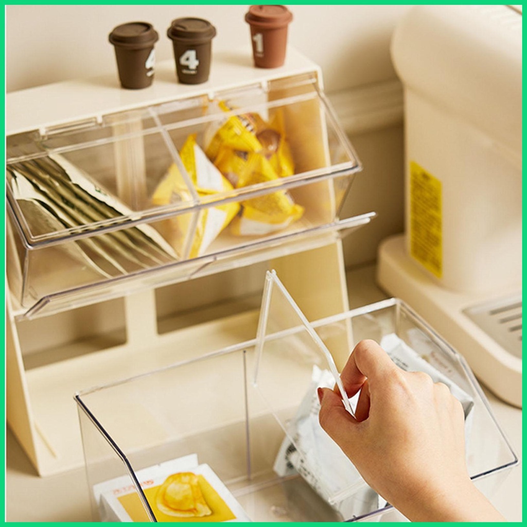 Giá Đỡ 2 Tầng Kèm Nắp Trong Suốt Dành Cho Tủ Bếp Quầy Ngọt Ngào