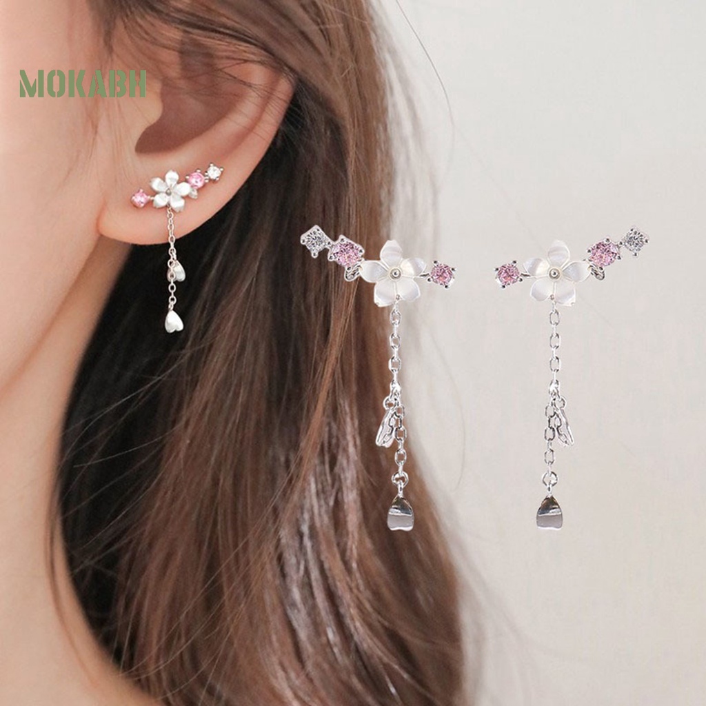 1 Đôi Bông Tai Hình Hoa Và Vỏ Sò Đính Đá Thời Trang