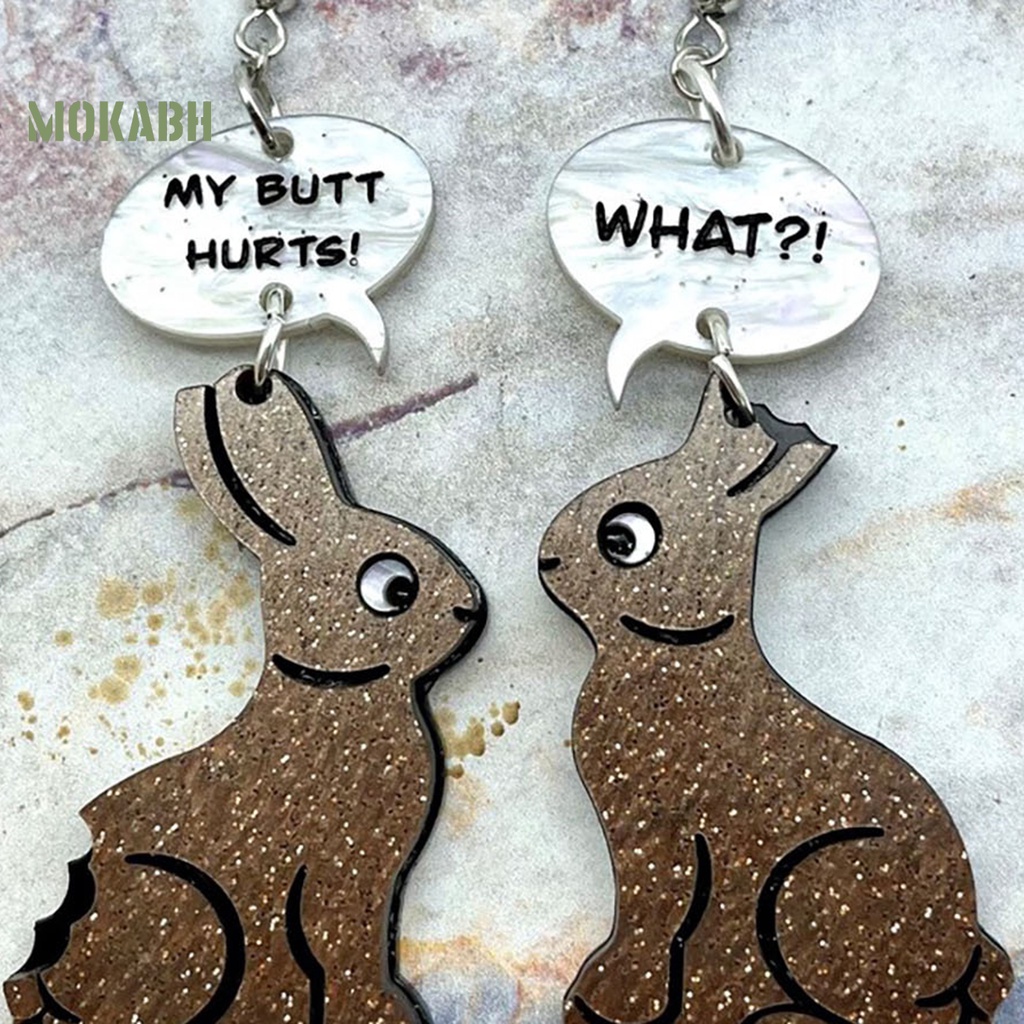 1 Đôi Bông Tai Hình Thỏ Hoạt Hình Bằng Acrylic Quyến Rũ