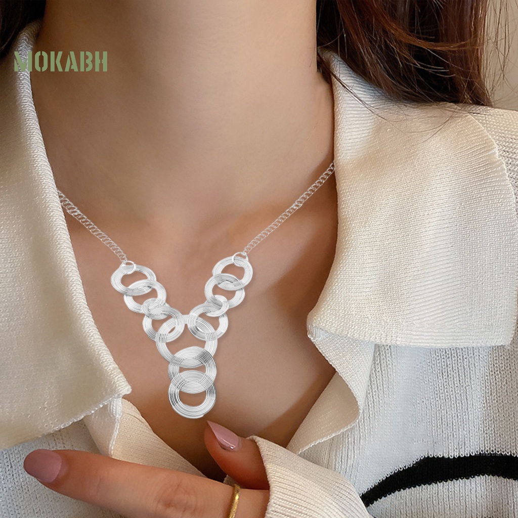 [Mới] Vòng Cổ Nhiều Lớp Mặt Hình Học Mạ Điện Không Phai Màu Phong Cách Âu Mỹ Tối Giản Cho Nữ