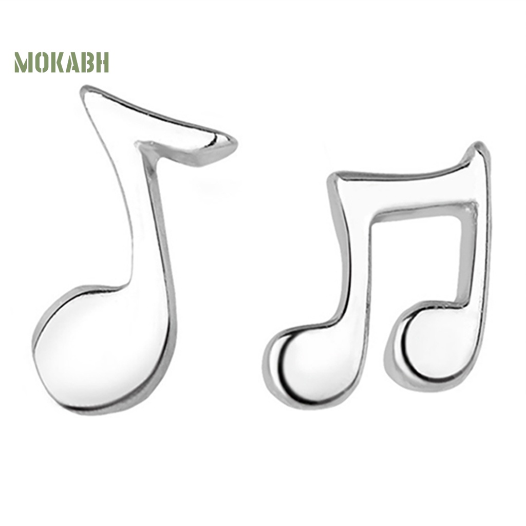 1 Đôi Bông Tai Mạ Bạc Hình Nốt Nhạc Thời Trang