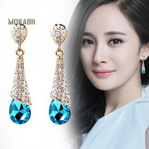 Bông Tai Đinh Tán Hình Giọt Nước Đính Đá Zircon Toàn Diện Cho Nữ