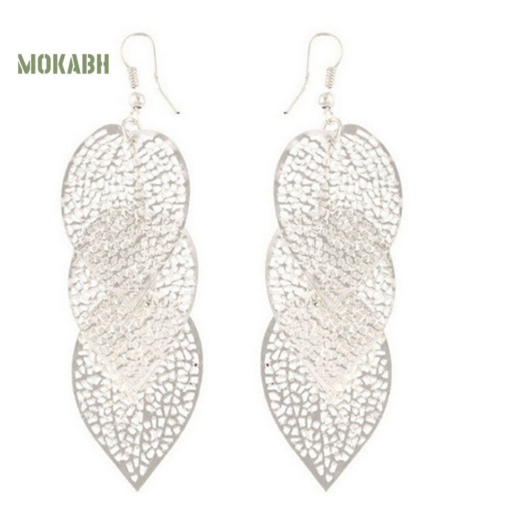 Bông Tai Hình Chiếc Lá Thiết Kế Đục Lỗ Thời Trang Sang Trọng Cho Nữ