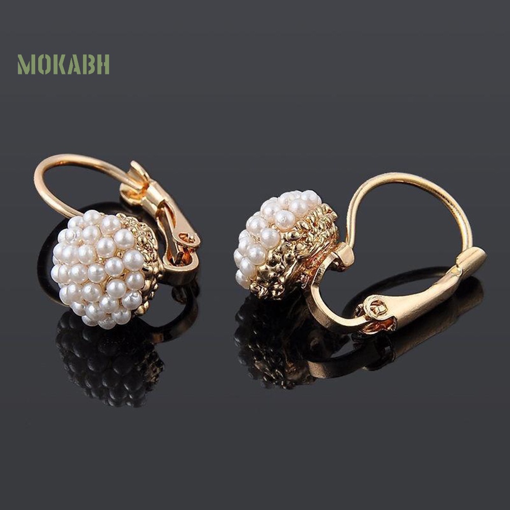 Bông Tai Tròn Đính Ngọc Trai Giả Thời Trang Dành Cho Nữ